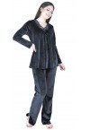 INTRIGA WOMENS SLEEPWEAR VELOUTE -BLACK w/ LACE