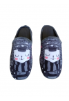 WOMEN'S WINTER SLIPPERS WITH CAT PATTERN - BURGUNDY/GRAY