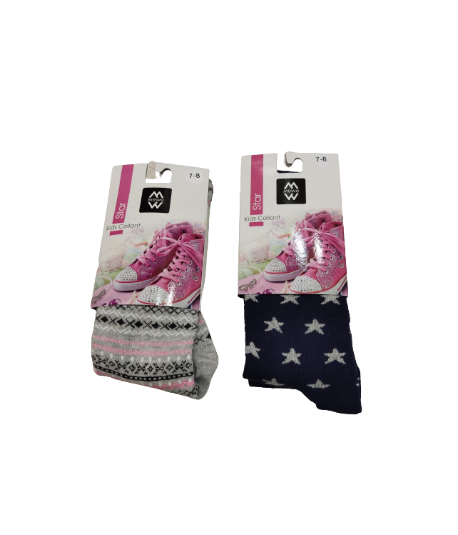 MEWE CHILDREN'S COTTON TIGHTS / BLUE WITH STARS & GRAY