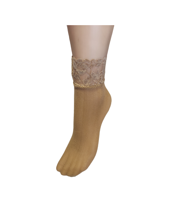 WOMEN'S SOSSONIA NET WITH LACE / BLACK-CARAMEL