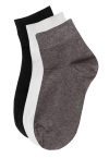 MEWE WOMEN'S COTTON SOCKS 3 PCS DIFFERENT COLORS