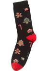 MEWE WOMEN'S CHRISTMAS COTTON SOCKS/RED-BLACK