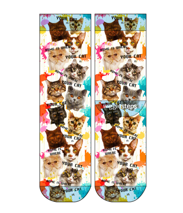 WIGGLESTEPS WOMEN'S SOCKS- HOME CATS I