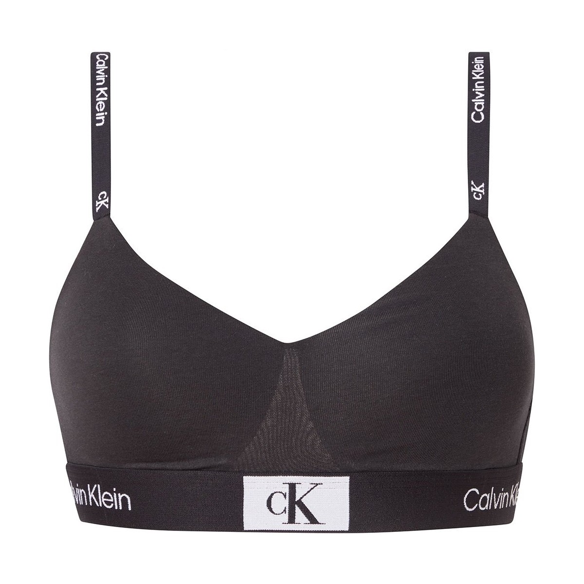 Buy Calvin Klein Logo Detailed Triangle Bra In Black