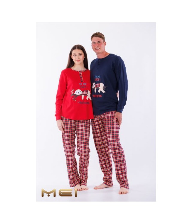 ΜΕΙ MEN'S COTTON PAJAMAS WITH BLUE BUTTONS