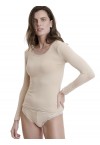 WALK WOMENS SHIRT w/LONG SLEEVE LOW NECK LINE BAMBOO