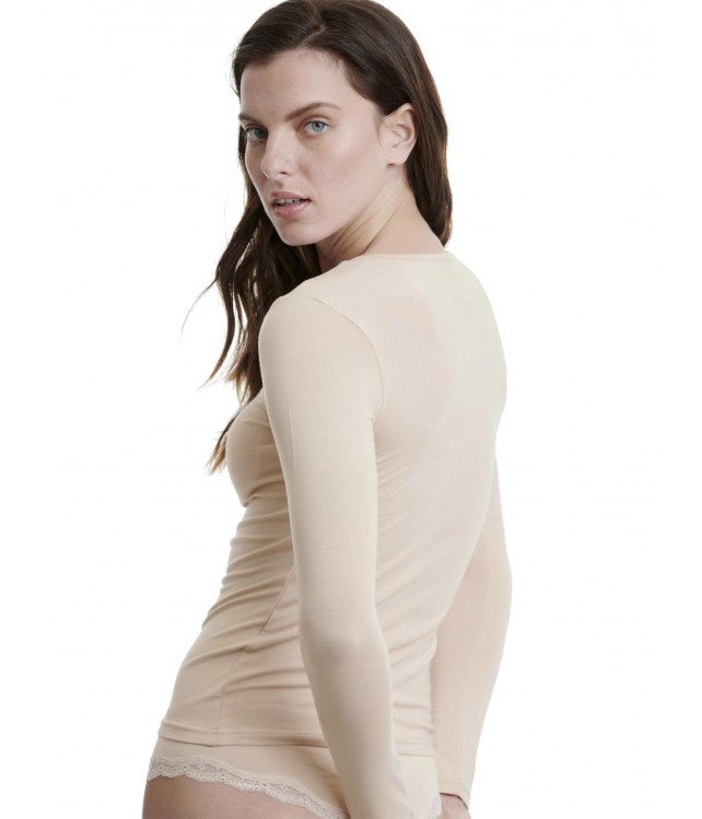 WALK WOMENS SHIRT w/LONG SLEEVE LOW NECK LINE BAMBOO