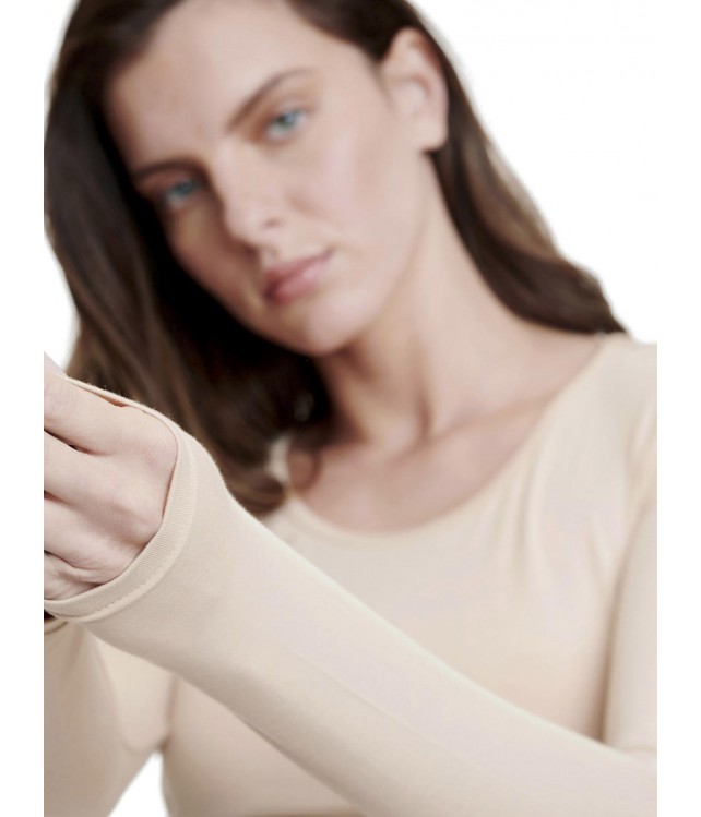 WALK WOMENS SHIRT w/LONG SLEEVE LOW NECK LINE BAMBOO
