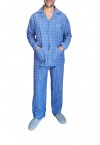 LION CLASSIC MENS SLEEPWEAR w/ BUTTONS- BLUE