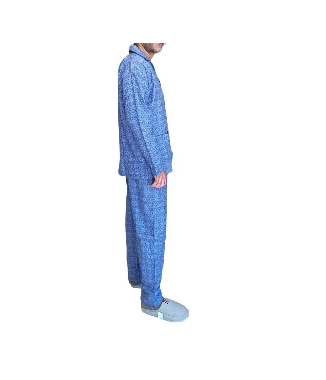 LION CLASSIC MENS SLEEPWEAR w/ BUTTONS- BLUE