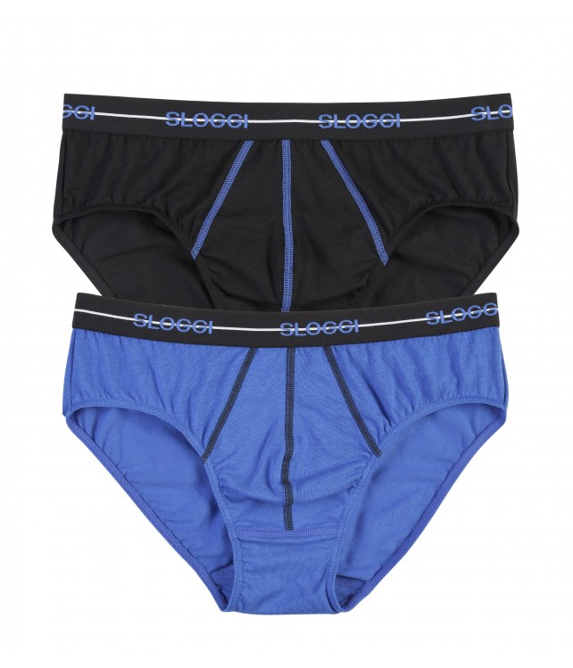 SLOGGI MENS SLIP START MIDI - 2 PCS - BLACK/ ROYAL