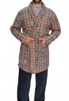 MENS ROBE w/ SQUARES  AND POCKETS - BROWN