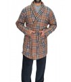 MENS ROBE w/ SQUARES  AND POCKETS - BROWN