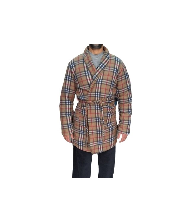 MENS ROBE w/ SQUARES  AND POCKETS - BROWN
