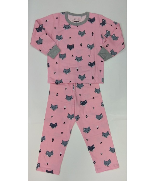 GIRLS COTTON SLIPWEAR - PINK w/ FOXES