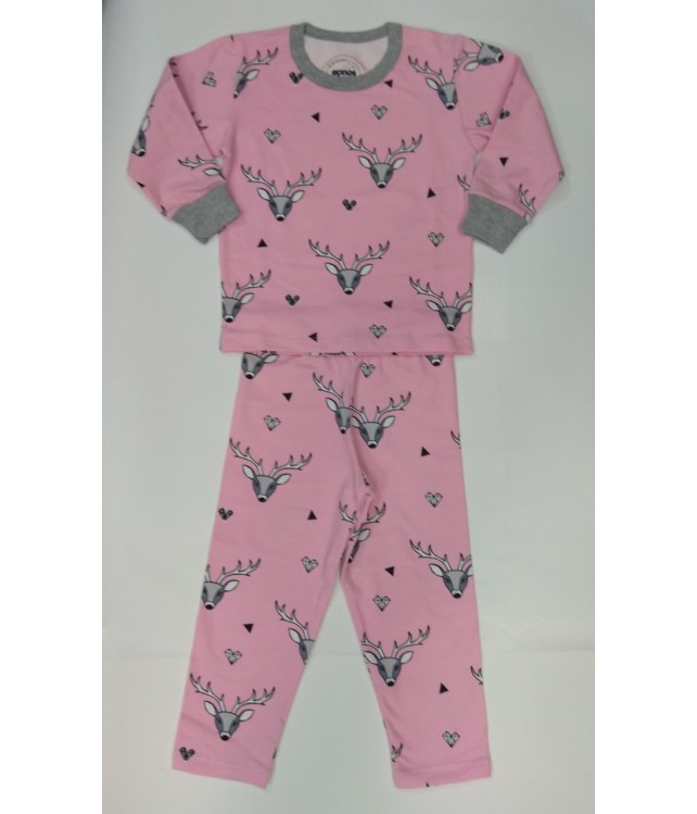 GIRLS COTTON SLIPWEAR- PINK DEERS