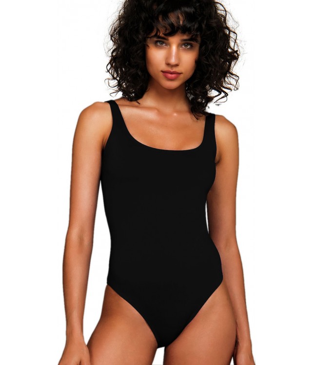 BLU4U  WOMENS ATHLETIC ONE PIECE SWIMWEAR-BLACK