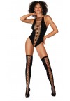 DREAMGIRL SEXY BODYSUIT WITH SOCKS/ BLACK