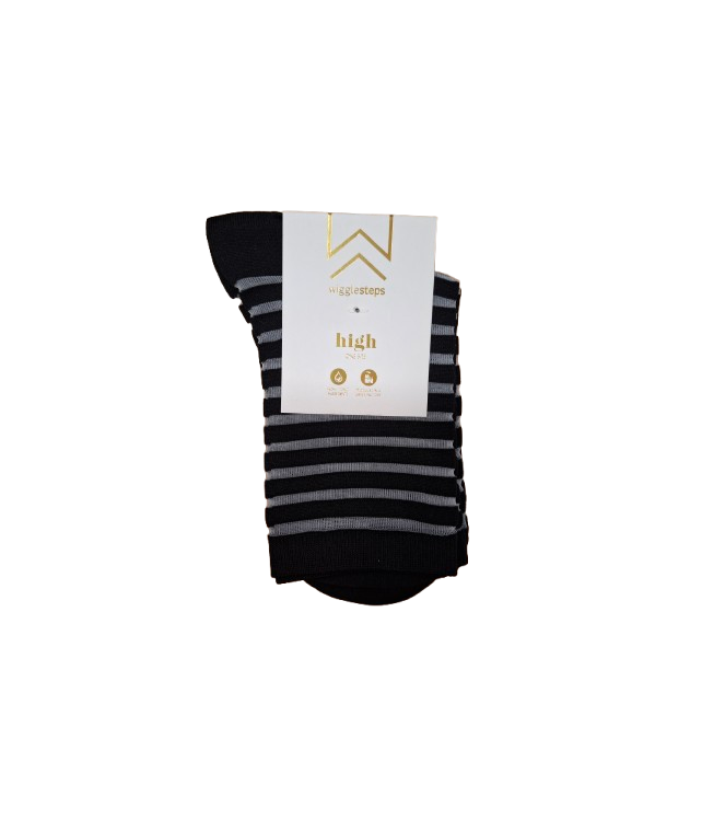 WIGGLESTEPS WOMEN'S THIN TRANSPARENT SOCKS WITH BLACK STRIPES