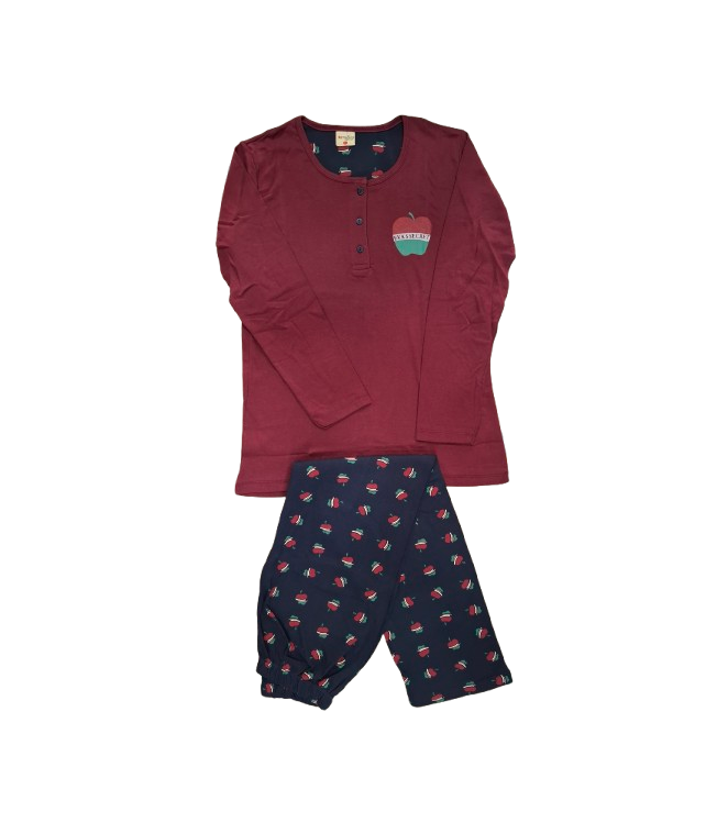 MELINA WOMENS COTTON PYJAMAS/ BORDEAUX