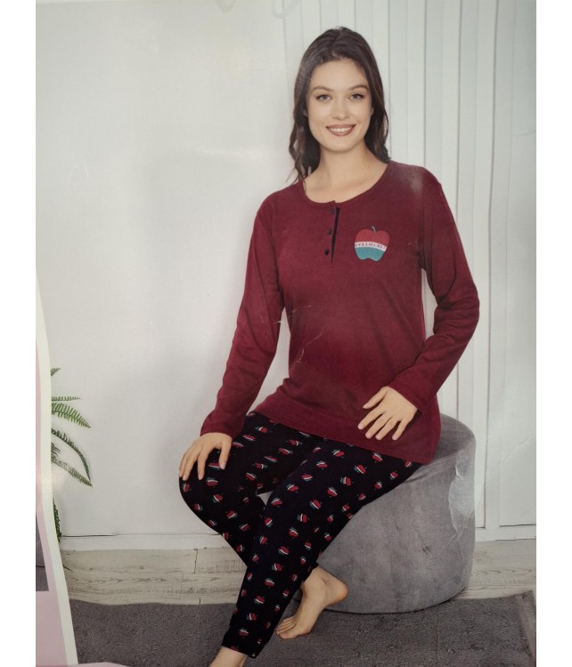MELINA WOMENS COTTON PYJAMAS/ BORDEAUX