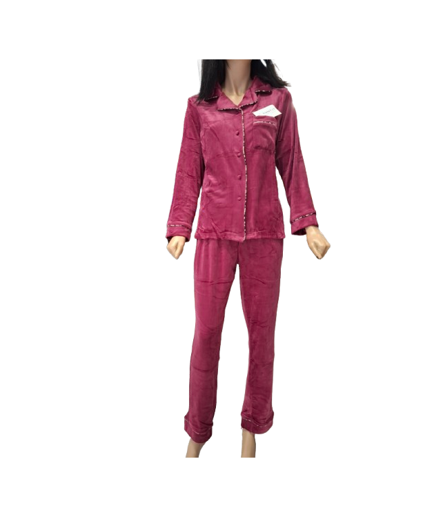 WOMEN'S SEWING PAJAMAS /RED WINE-BLUE