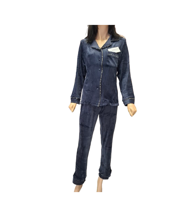 WOMEN'S SEWING PAJAMAS /RED WINE-BLUE