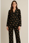 ELITE WOMEN'S COTTON PYJAMAS WITH BUTTONS AND DOG DESIGN
