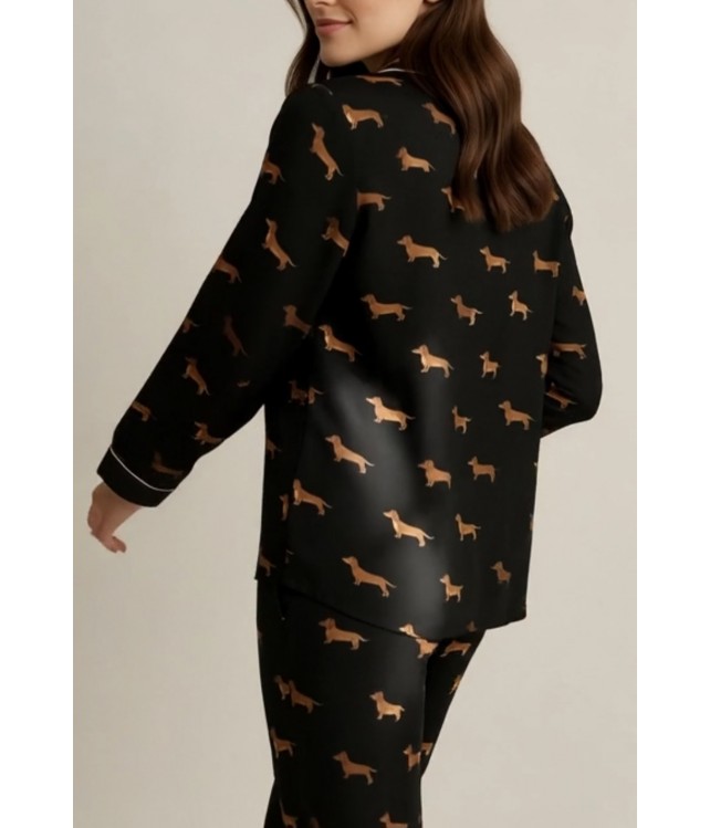 ELITE WOMEN'S COTTON PYJAMAS WITH BUTTONS AND DOG DESIGN