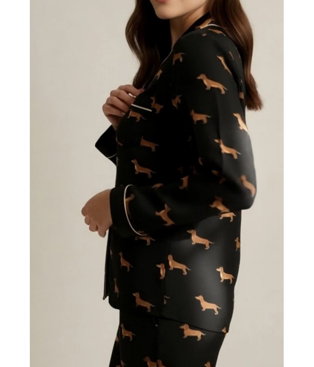 ELITE WOMEN'S COTTON PYJAMAS WITH BUTTONS AND DOG DESIGN