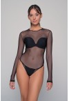MILENA WOMENS BODYSUIT MESH/ BLACK