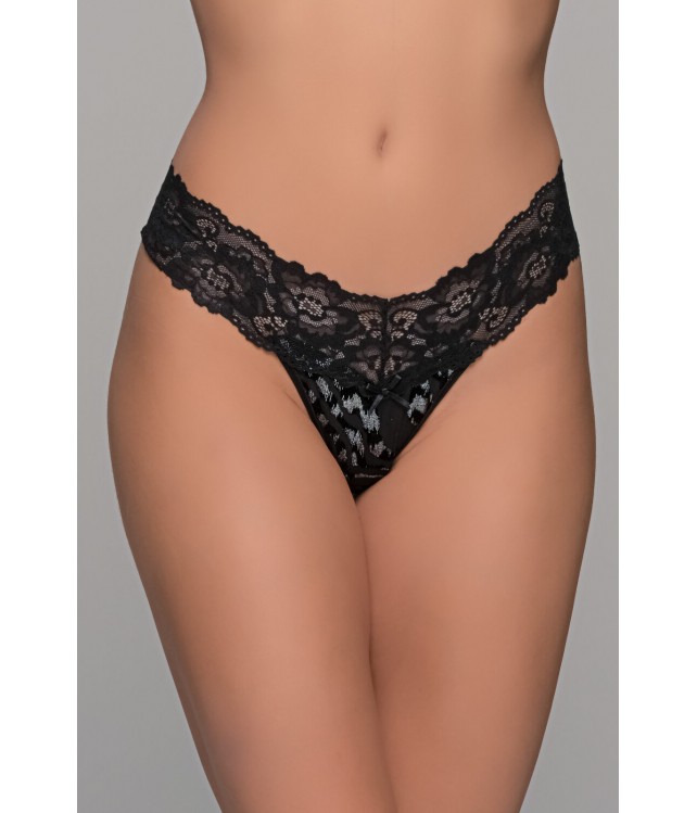 MILENA WOMEN'S PLUS SIZE LACE STRING IN BLACK