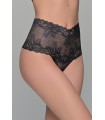 MILENA HIGH WAIST SLIP STRING PLUS SIZE WITH LACE - BLACK