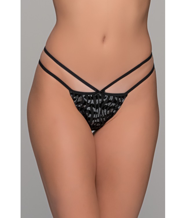 STRING TULLE WITH VELVET/ BLACK-SILVER