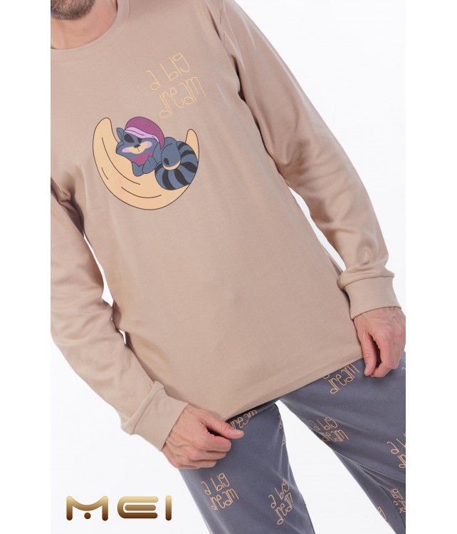 MEI MEN'S COTTON PAJAMAS RACCOON