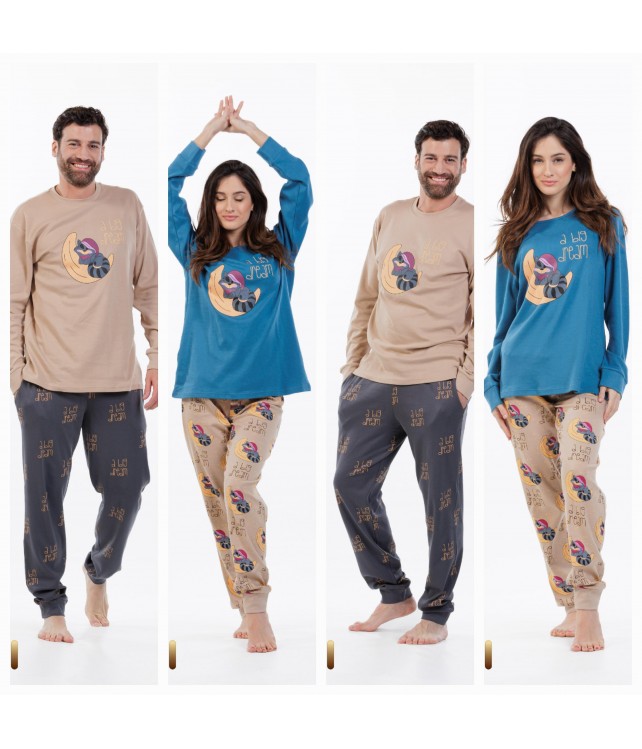 MEI MEN'S COTTON PAJAMAS RACCOON