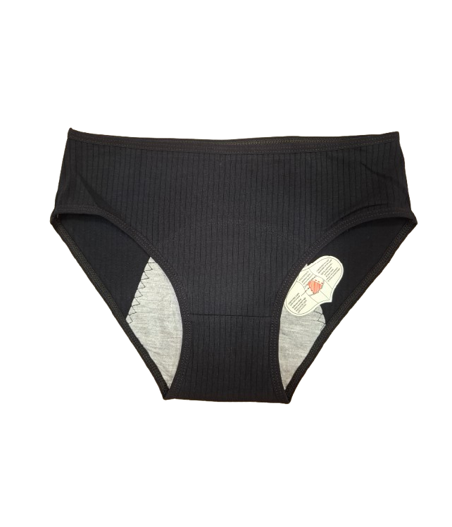 WOMEN'S COTTON PERIOD PANTIES – RIBBED LEAK-PROOF BRIEFS  COMPOSITION: 95% COTTON – 5% ELASTANE
