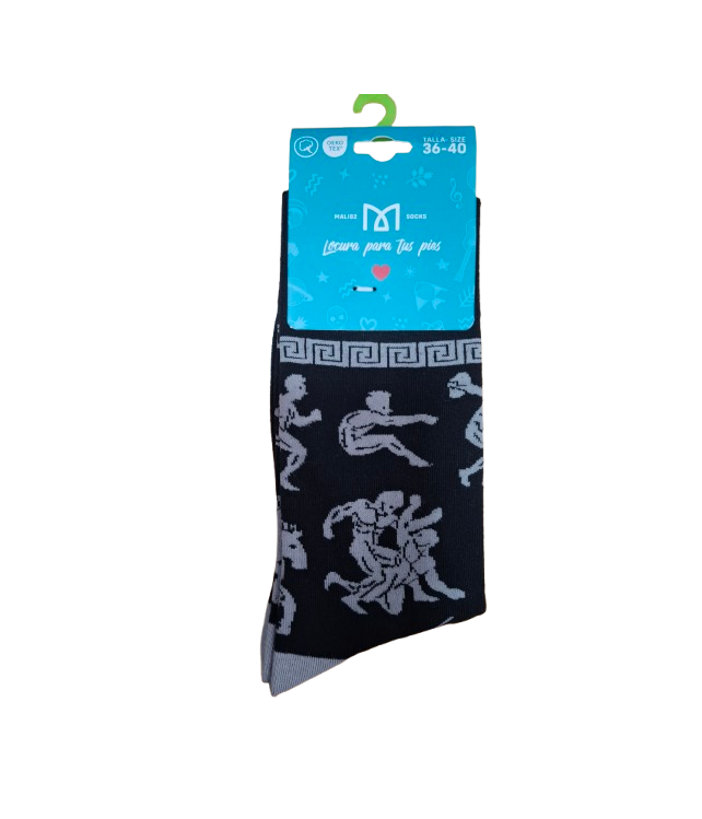 WOMEN'S SOCKS WITH ANCIENT GREECE & OLYMPIC GAMES DESIGN – BLACK