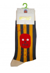 WOMEN'S STRIPED CREW SOCKS WITH FUNKY SMILEY FACE
