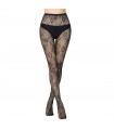 WOMEN'S SEXY LACE MESH TIGHTS WITH FLORAL PATTERN-BLACK