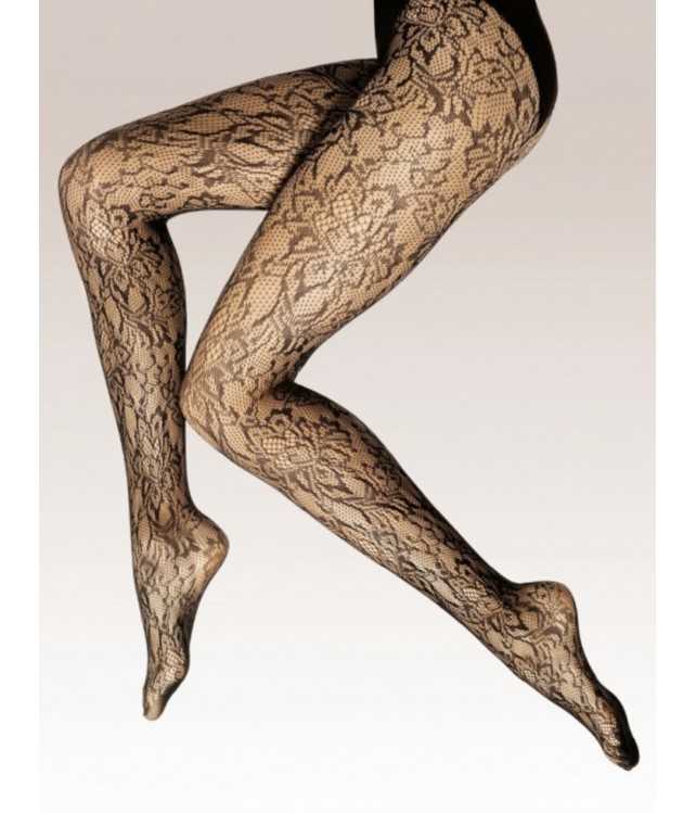 WOMEN'S GATTA YASMINE 09 MESH TIGHTS WITH STYLISH PATTERN-BLACK