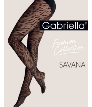 WOMEN'S GABRIELLA SAVANA 1241 ZEBRA PRINT TIGHTS - BLACK