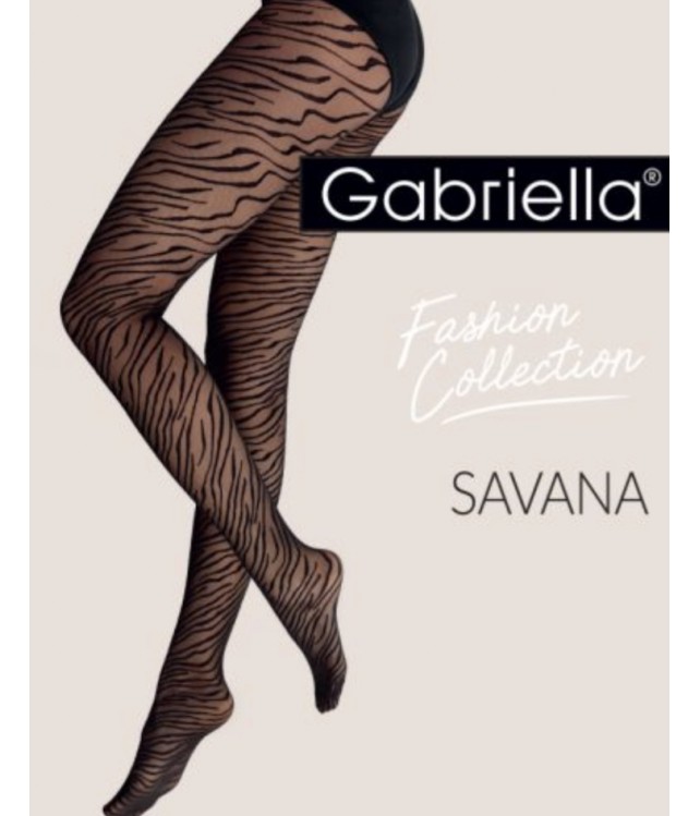 WOMEN'S GABRIELLA SAVANA 1241 ZEBRA PRINT TIGHTS - BLACK