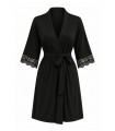 WOMEN'S ELITE VISCOSE ROBE WITH LACE IN BLACK