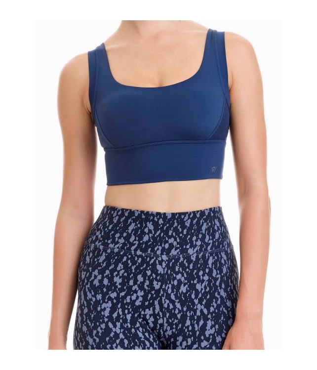 WOMEN'S HIGH-WAISTED SPORT LEGGINGS WALK W921-6 BLUE