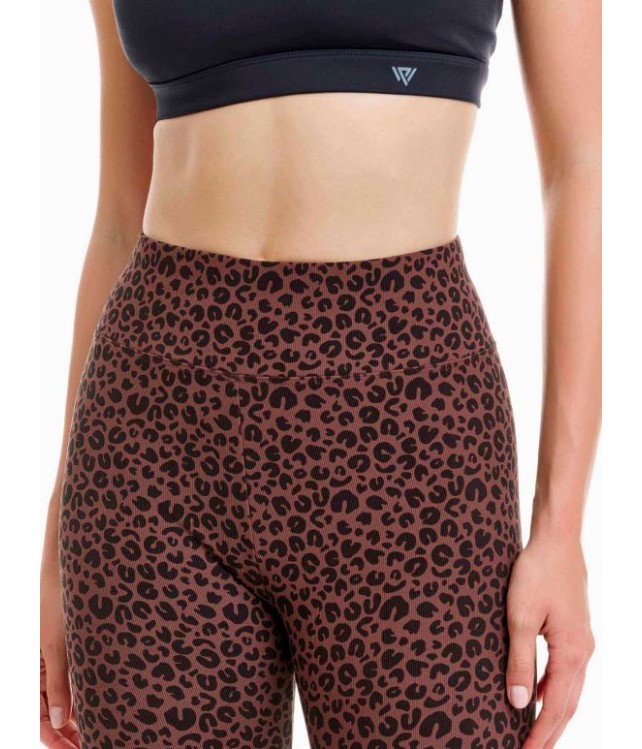 WOMEN'S HIGH-WAISTED SPORT LEGGINGS WALK - LEOPARD