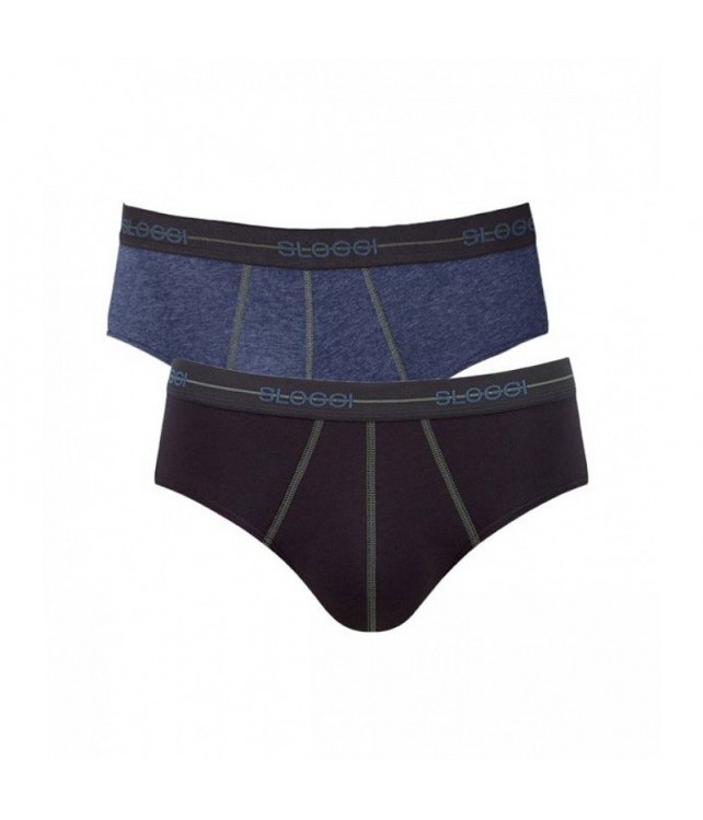 SLOGGI MENS  START MIDI - 2 PER PACK- GREY/ BLLUE DENIM