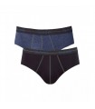 SLOGGI MENS  START MIDI - 2 PER PACK- GREY/ BLLUE DENIM