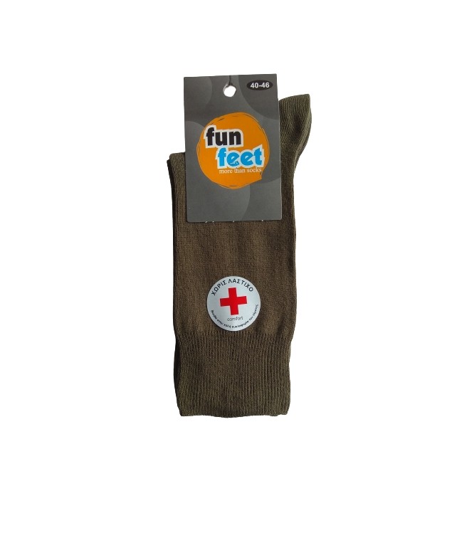 FUN FEET MENS SOCKS w/ NO ELASTIC/BLUE - OLIVE-BROWN