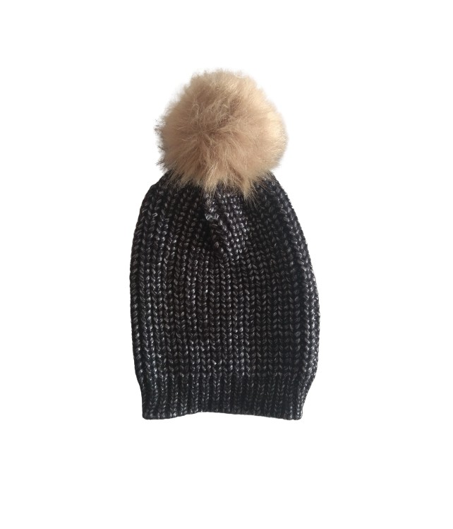 WOMENS KNITTED WINTER HAT/ BLUE -BORDEAUX-BLACK